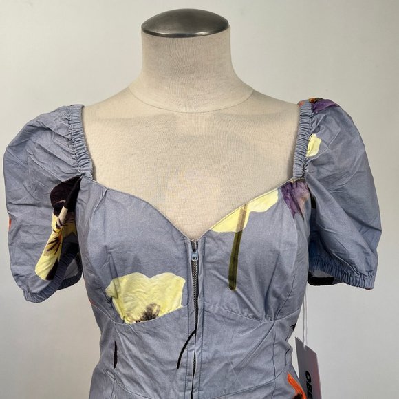 Obey Mini Dress "Redux" Denim Blue/Floral - Picture 6 of 6